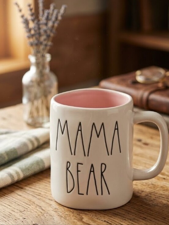 Rae Dunn Other - Rae Dunn Mama Bear White Cup Lavender Interior Ceramic Mug